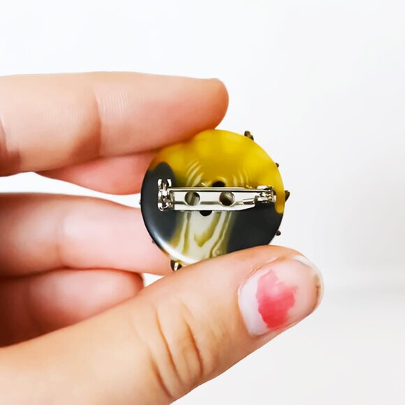 Handmade Celestial Sun Pin Button - Picture 5 of 7